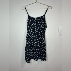 SO Black Floral Button-Front Mini Dress | Spaghetti Strap Summer Dress | Size XL